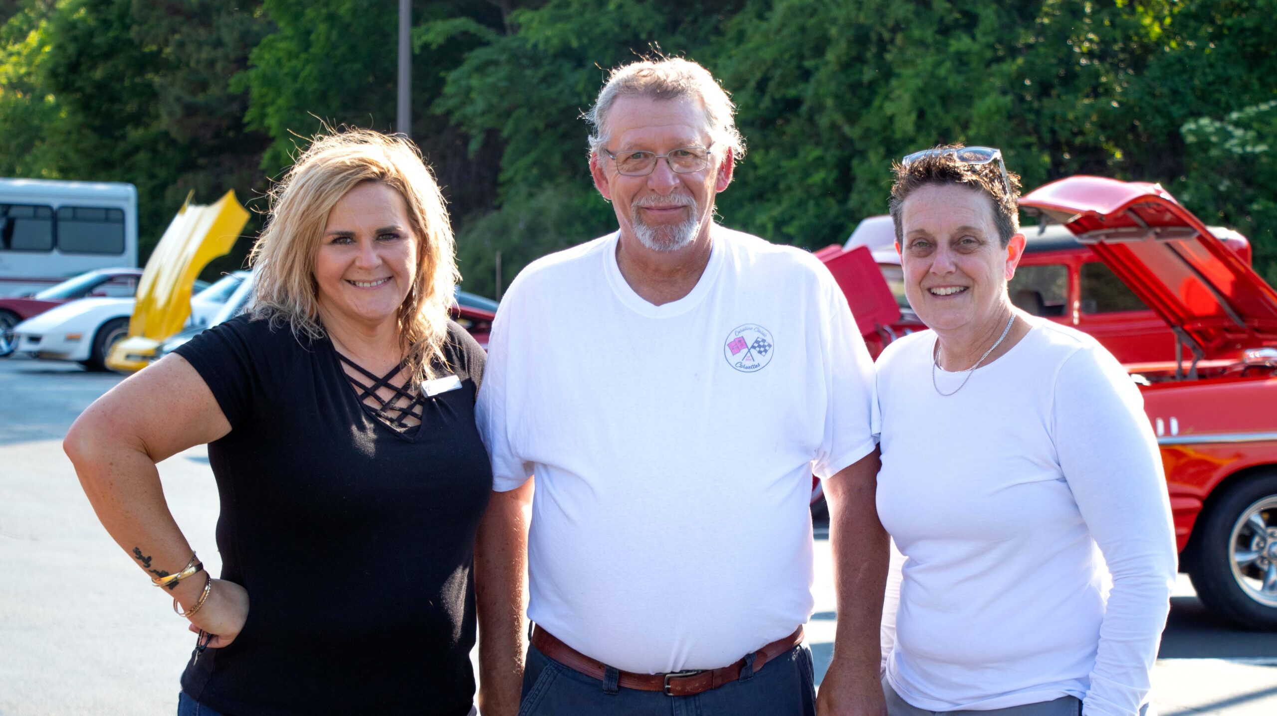 It took the combined efforts of the Wexford House’s Community Relations Director Jodie Lankford, Carolina Classic Corvettes President Steve Madurski and Wexford House’s Executive Director Leslie Burleson to make Friday’s cruise in car show a reality. Photo provided by Wexford House Assisted Living